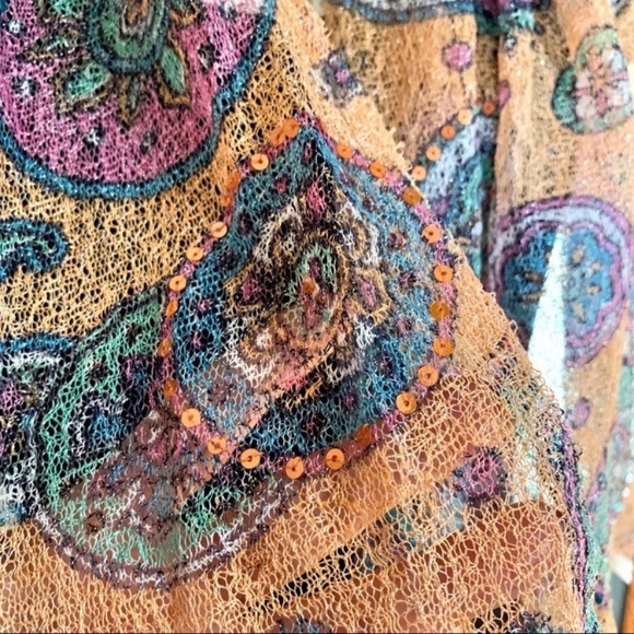 Netted Mandala Print Sequined Tassel Scarf - Picture 3 of 8